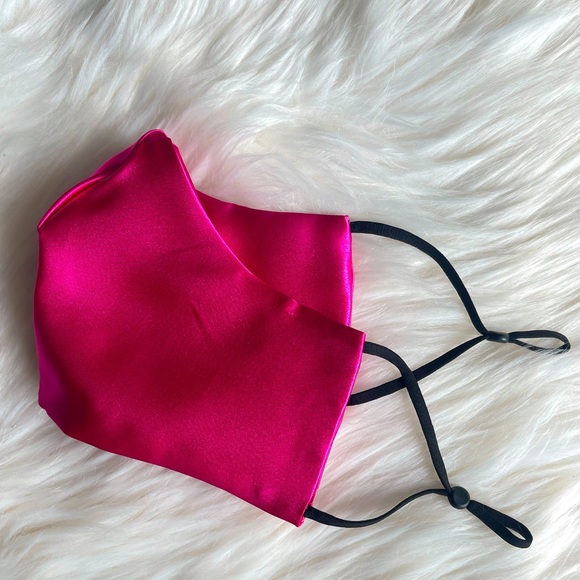 Magenta Double Satin Mask with Adjustable Straps, Formal Masks, Date Night,Party - Picture 1 of 4